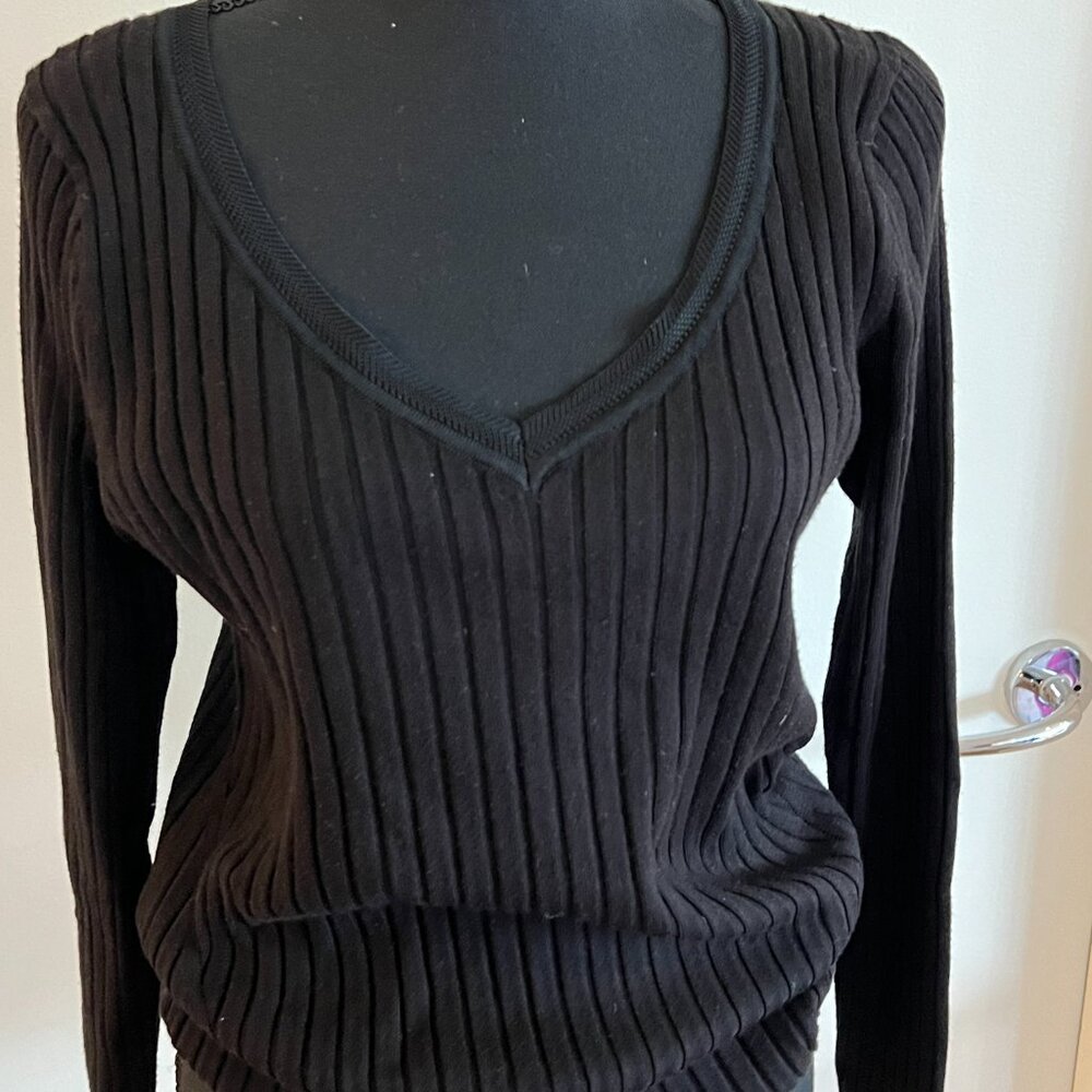 Never worn black ribbed v-neck sweater!